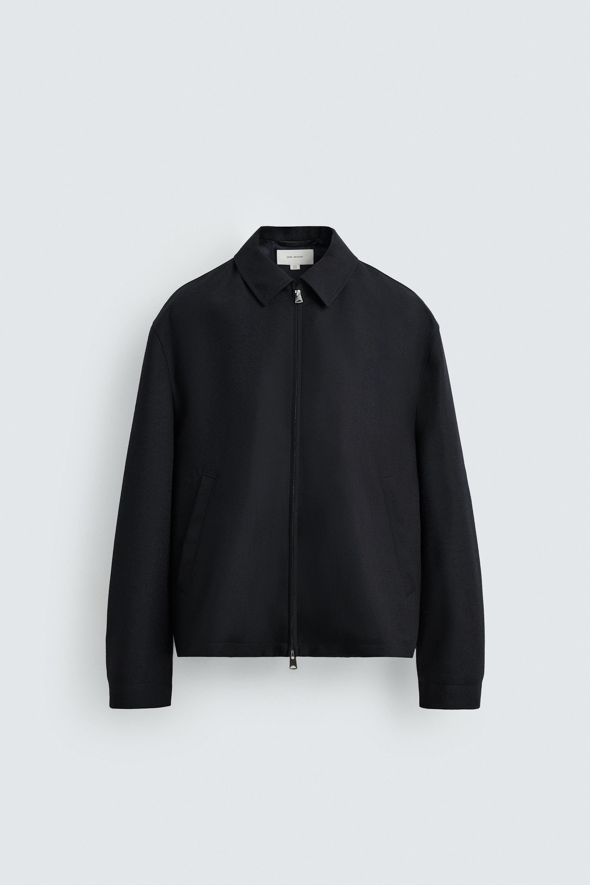 ウールシャツジャケット、ジッパー留め - ネイビーブルー | ZARA