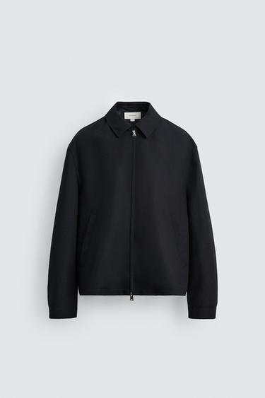 WOOL ZIP-UP OVERSHIRT - Navy blue by Zara - Image 6