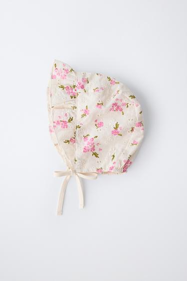 BONNET BRODERIE SUISSE FLEURS - Écru de Zara - Image 3
