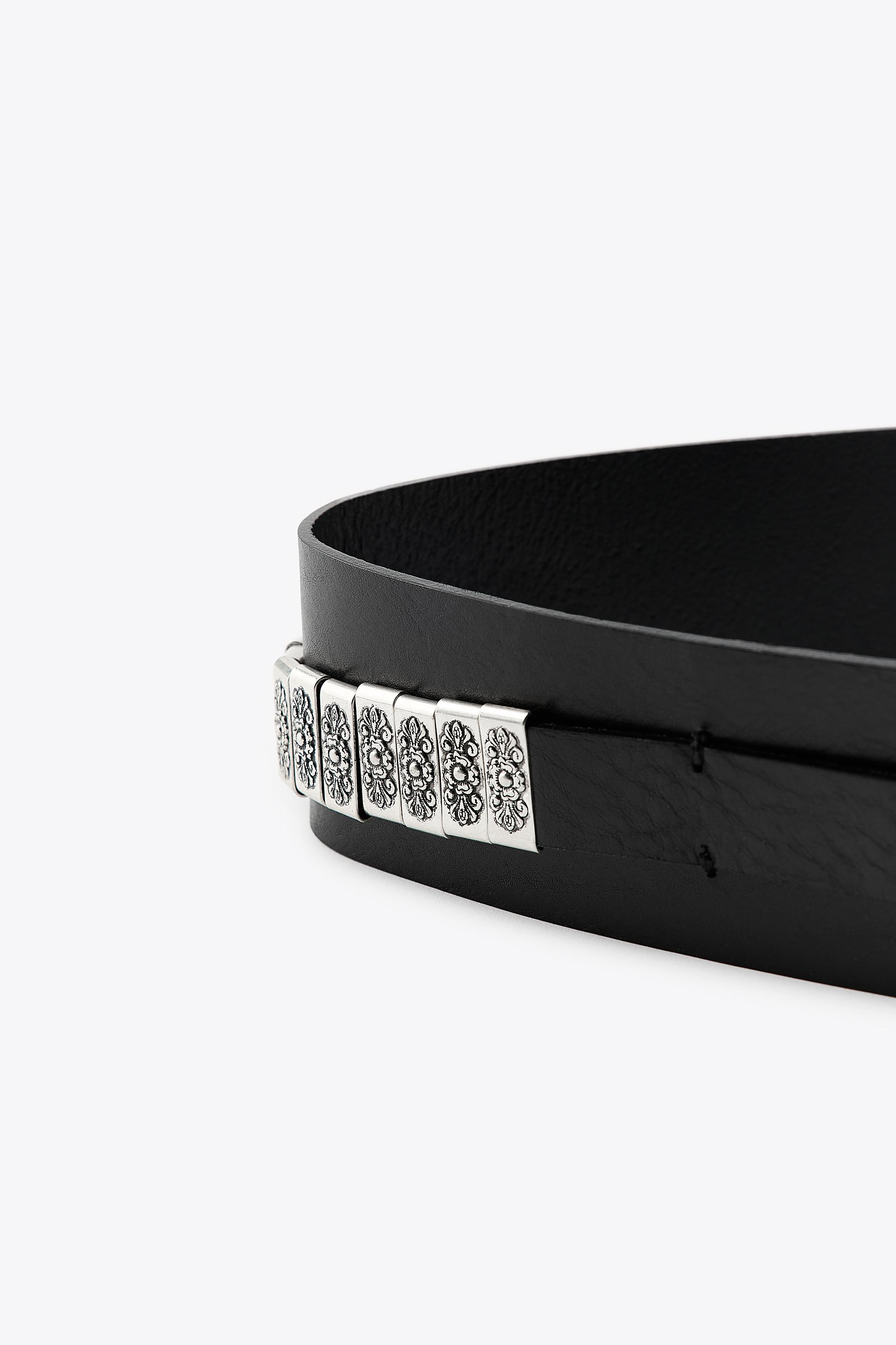 【ZARA】メタルチップ付きレザーベルト | 5919/410/800 LEATHER BELT WITH METAL TIP - Black | ZARA United States