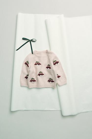 CARS AND TREES KNIT JUMPER - camel by Zara