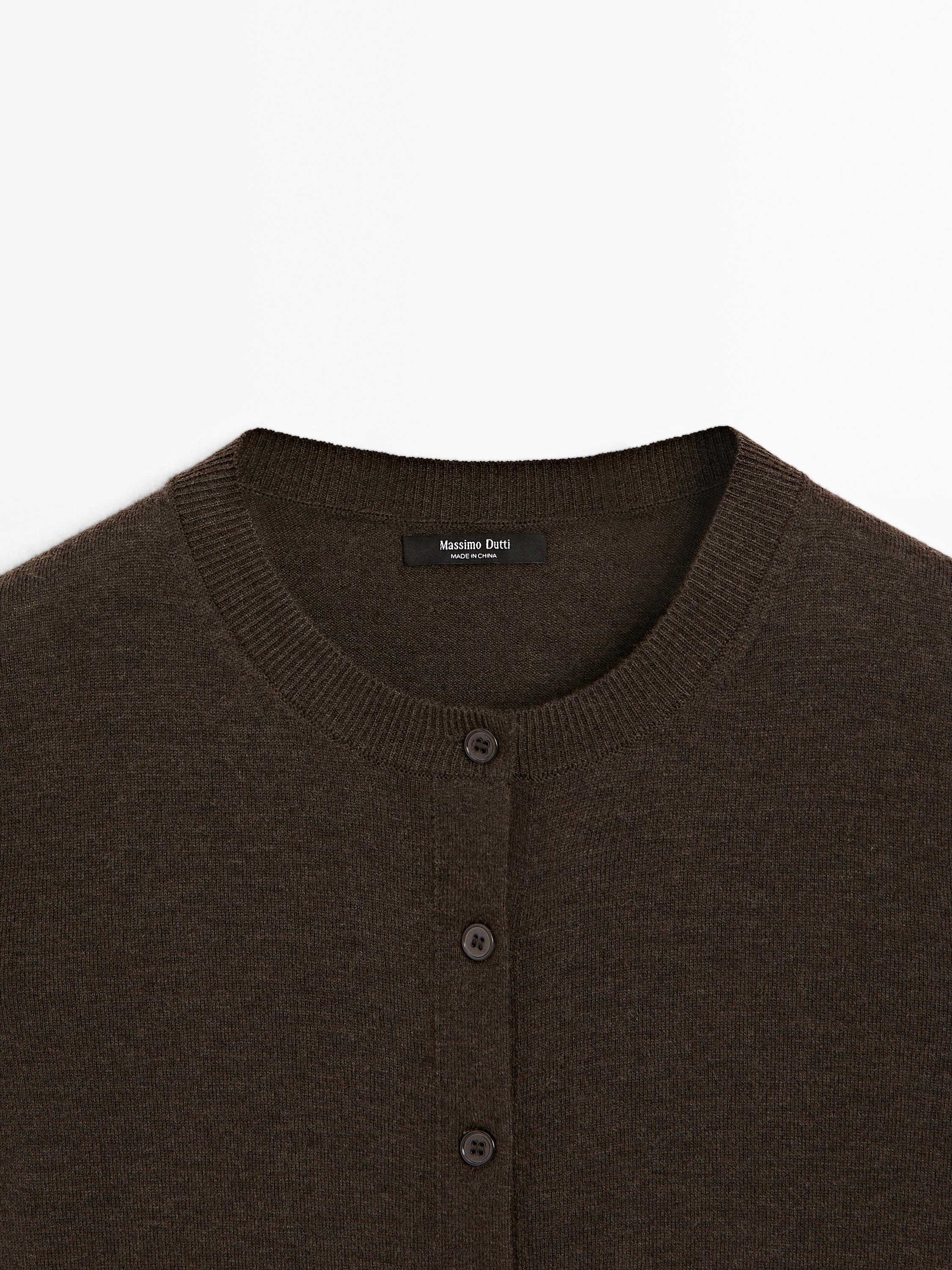 Cardigan laine à col rond