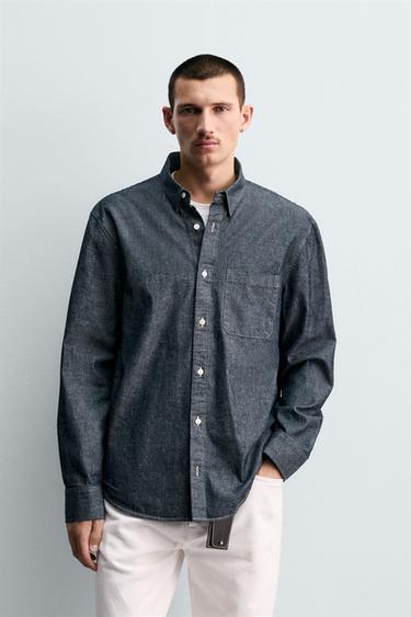 CHEMISE EN JEAN COUPE DÉCONTRACTÉE - Bleu de Zara - Image 1