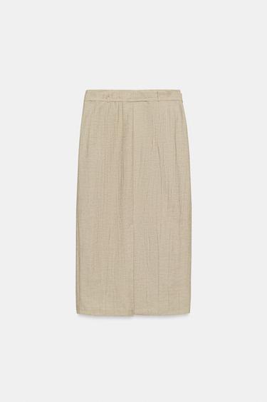 JUPE MI-LONGUE CEINTURE - Marron clair de Zara - Image 8