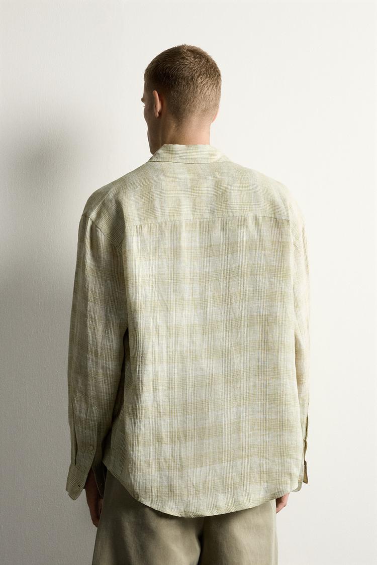 Camisa de corte relajado a cuadros 100% lino 3