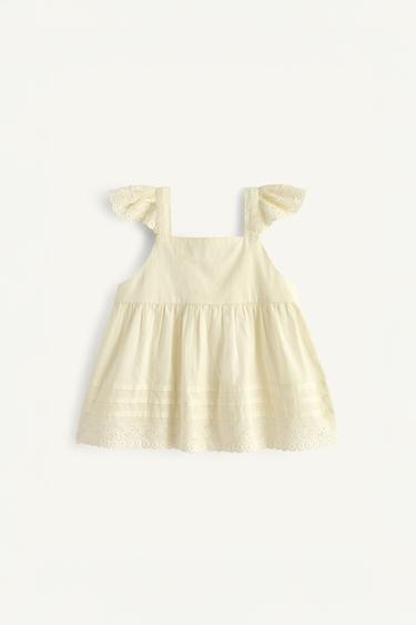 חולצת רקמה מהדורה מוגבלת - נוד / בז' של Zara