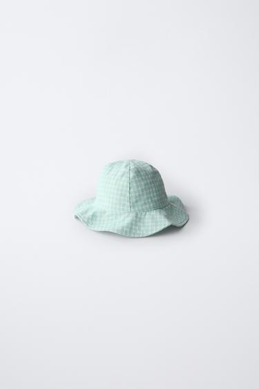 GINGHAM CHECK HAT - Sea green by Zara