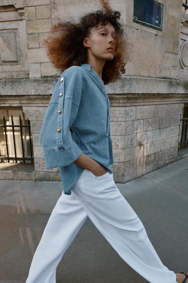 Z1975 WIDE SLEEVE DENIM SHIRT - Indigo by Zara