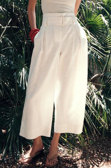 CULOTTE TROUSERS WITH BELT - White by Zara - Image 1