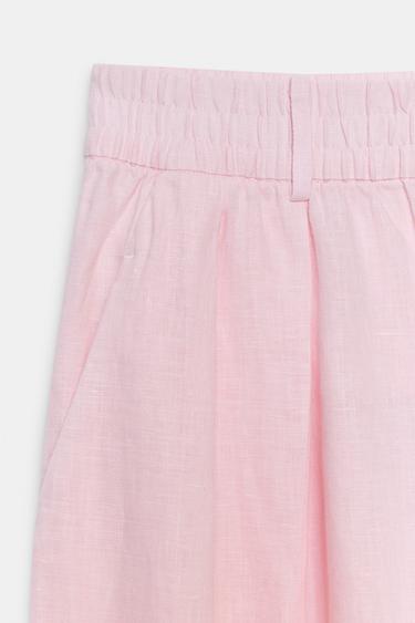 PANTALON À PLIS 100 % LIN ZW COLLECTION - Rose de Zara - Image 6