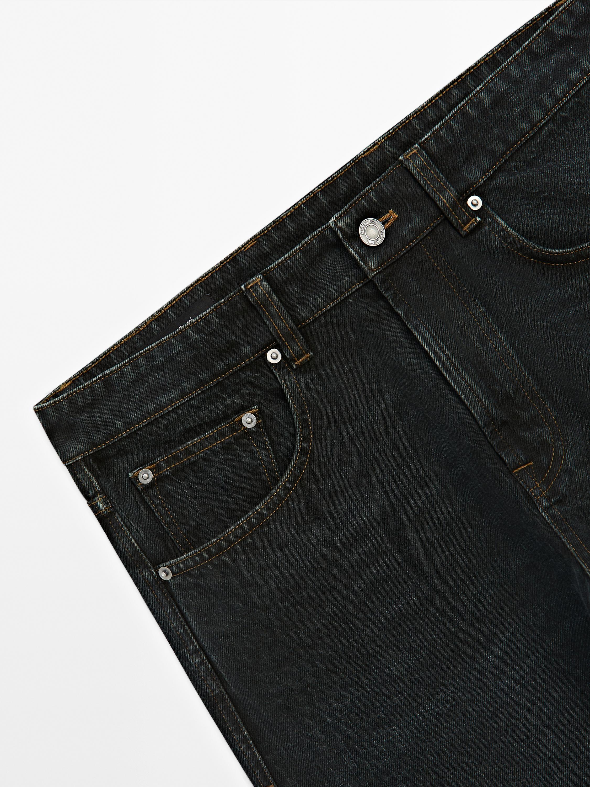 Regular fit overdyed cotton jeans - Indigo | ZARA United States