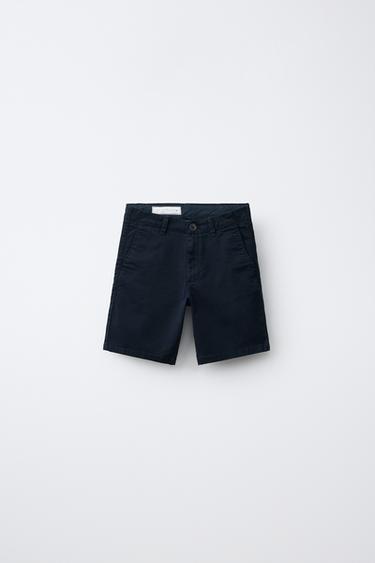BERMUDY CHINO SLIM FIT - Modrá Navy od Zara