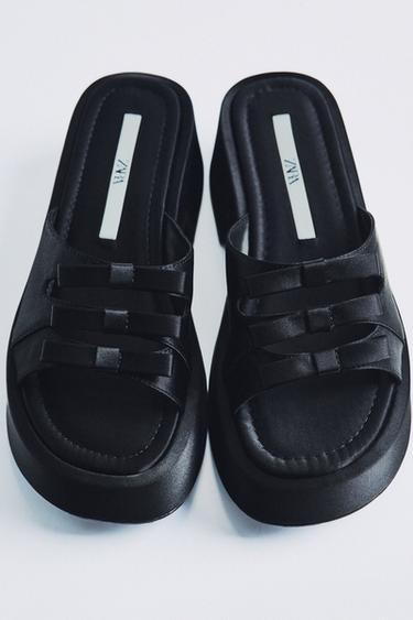 БОСОНОЖКИ НА ПЛАТФОРМЕ С БАНТАМИ — Черный от Zara