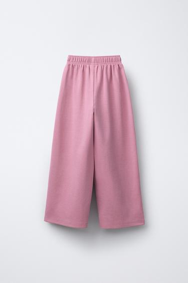 PANTALON EN MAILLE SURJET UNIE - Rose de Zara - Image 1