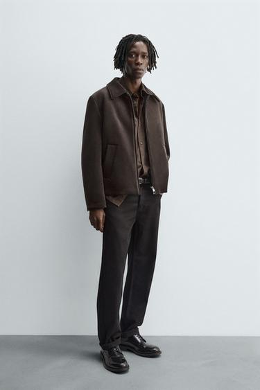 CAZADORA REGULAR FIT TERCIOPELO - Chocolate de Zara - Imagen 0