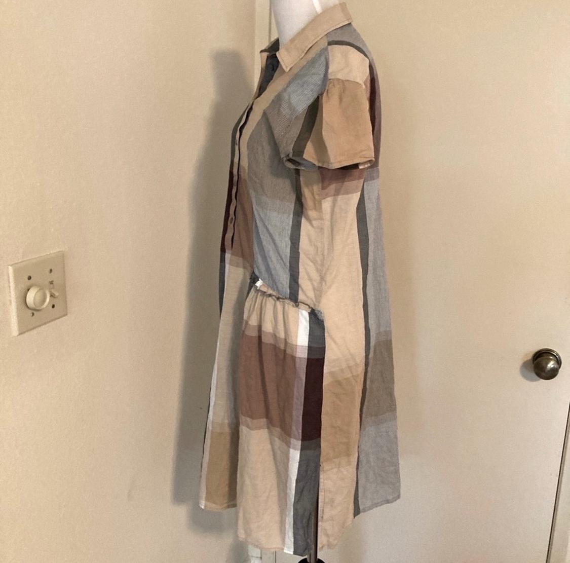 ZARA PATCHWORK PLAID COTTON SHORT SLEEVE SHIRT DRESS SIZE M - Image 2