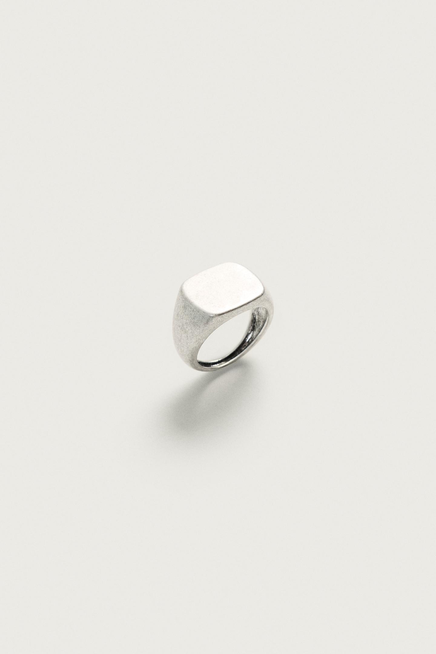 Мужское кольцо Zara Metal Signet, цвет: Серебряный — фото 4