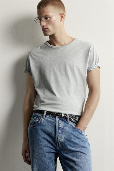 CEINTURE EN CUIR TRESSÉ AVEC BOUT RAPPORTÉ - Noir de Zara - Image 1