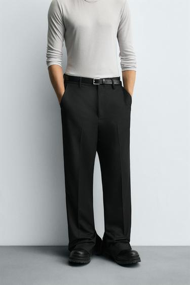 STRAIGHT-LEG TROUSERS WITH VENTS - Black by Zara - Image 1