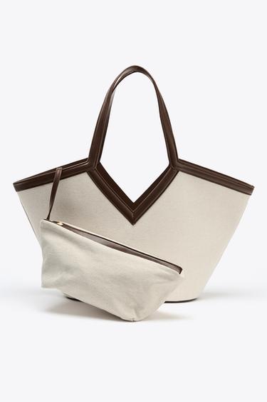 SAC SHOPPER COUPE CANVAS - Écru de Zara - Image 3