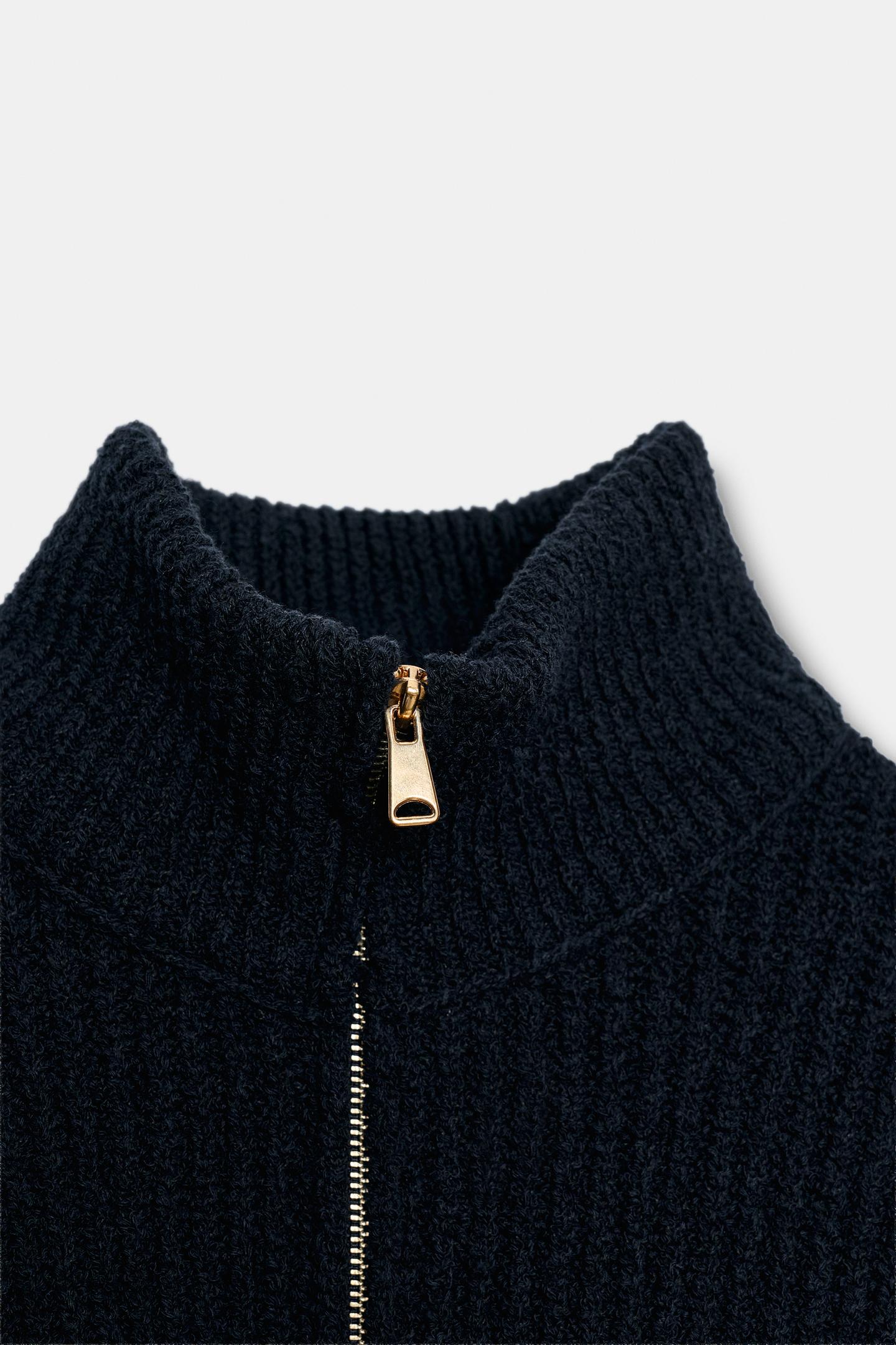 Женский свитер Zara Long Knit, цвет: Тёмно-синий — фото 12