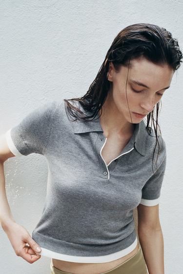 COMBI-TRICOT POLOTOP - Lichtgrijs van Zara - Afbeelding 0