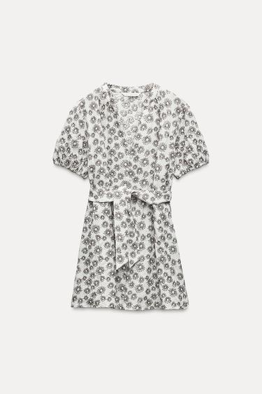 VESTIDO MINI BORDADOS - Blanco / Gris de Zara