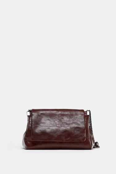 Zara ROCK STYLE FLAP SHOULDER BAG - Burgundy Red