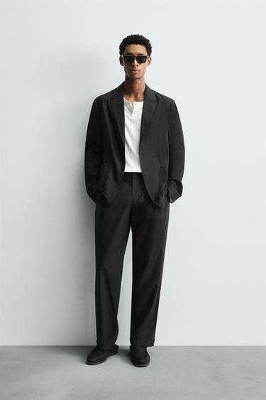 ÁO KHOÁC BLAZER THEO BỘ SUIT VẢI POPLIN - Than củi từ Zara - Hình ảnh 0