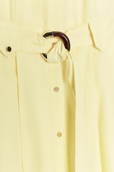 POPLIN MIDI DRESS WITH BELT - Yellow by Zara - Image 9