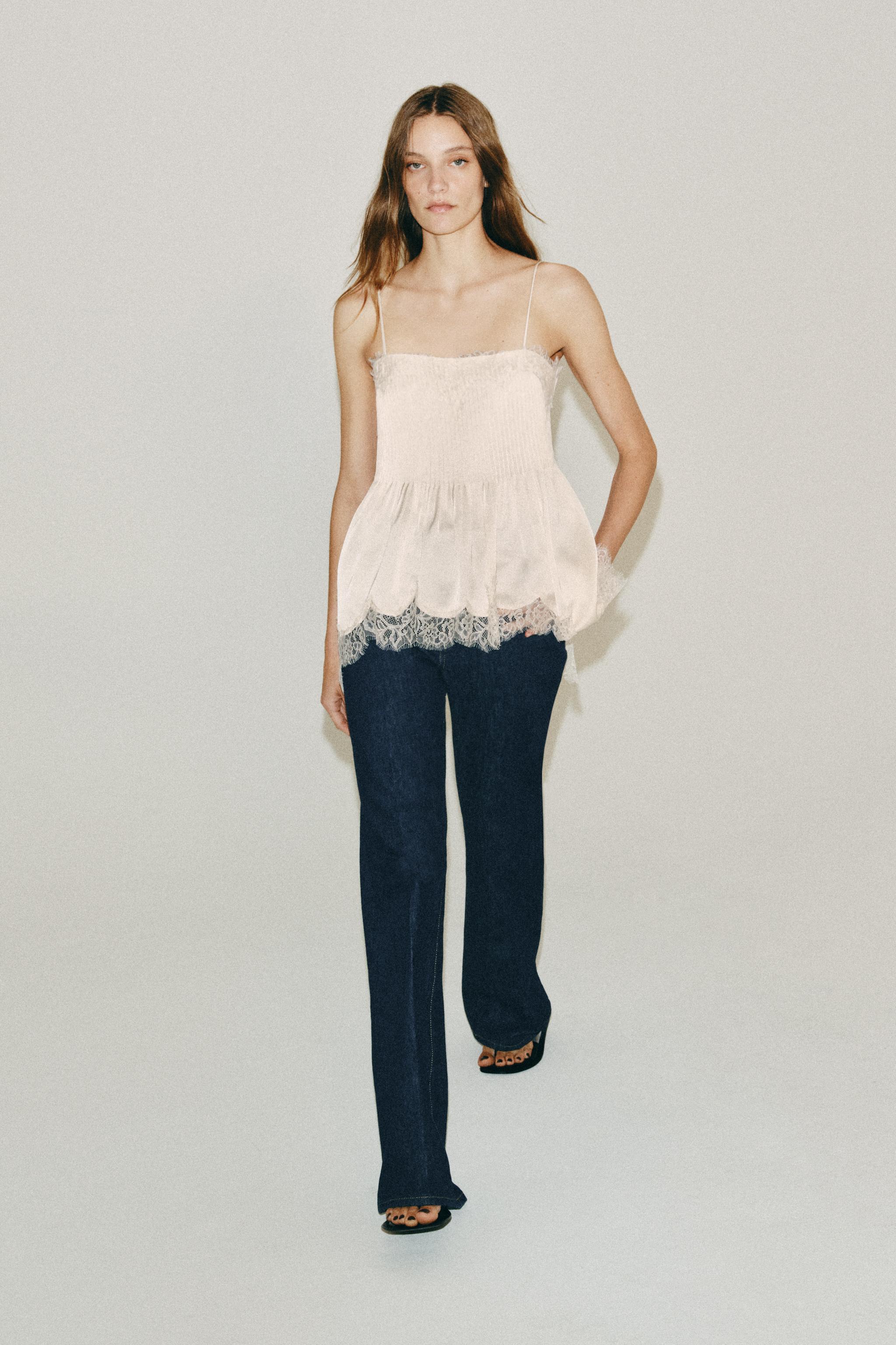 ZW COLLECTION LACE CAMISOLE TOP - Beige-pink | ZARA United States
