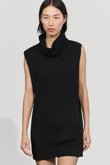 Wool-blend knit short dress — Black 2
