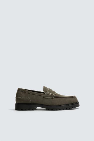 MOCASÍN PIEL TRACK ANTIFAZ - Gris Topo de Zara