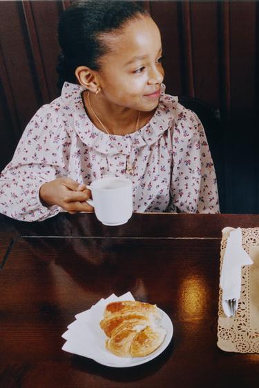 პერანგი ყვავილებიანი რუშით - Zara-ს Ecru / Red