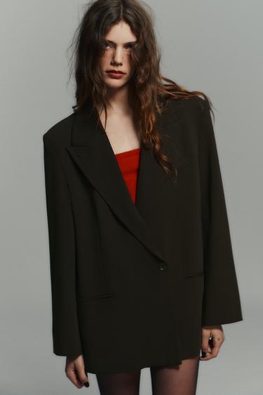 OVERSIZE DOUBLE-BREASTED BLAZER - Dark aubergine by Zara