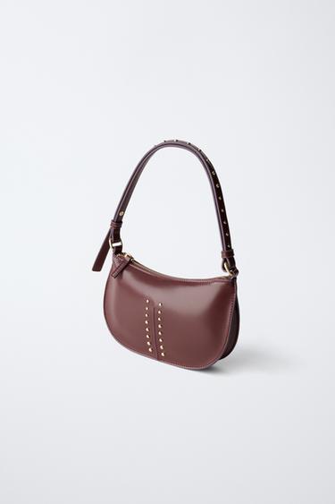 STUDDED SHOULDER BAG - Burgundy Red by Zara - Image 1