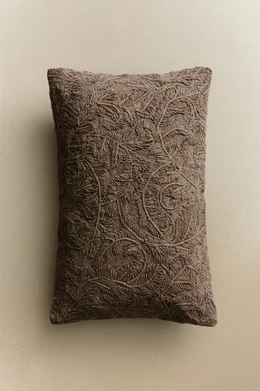 EMBROIDERED CUSHION COVER - Grey by Zara