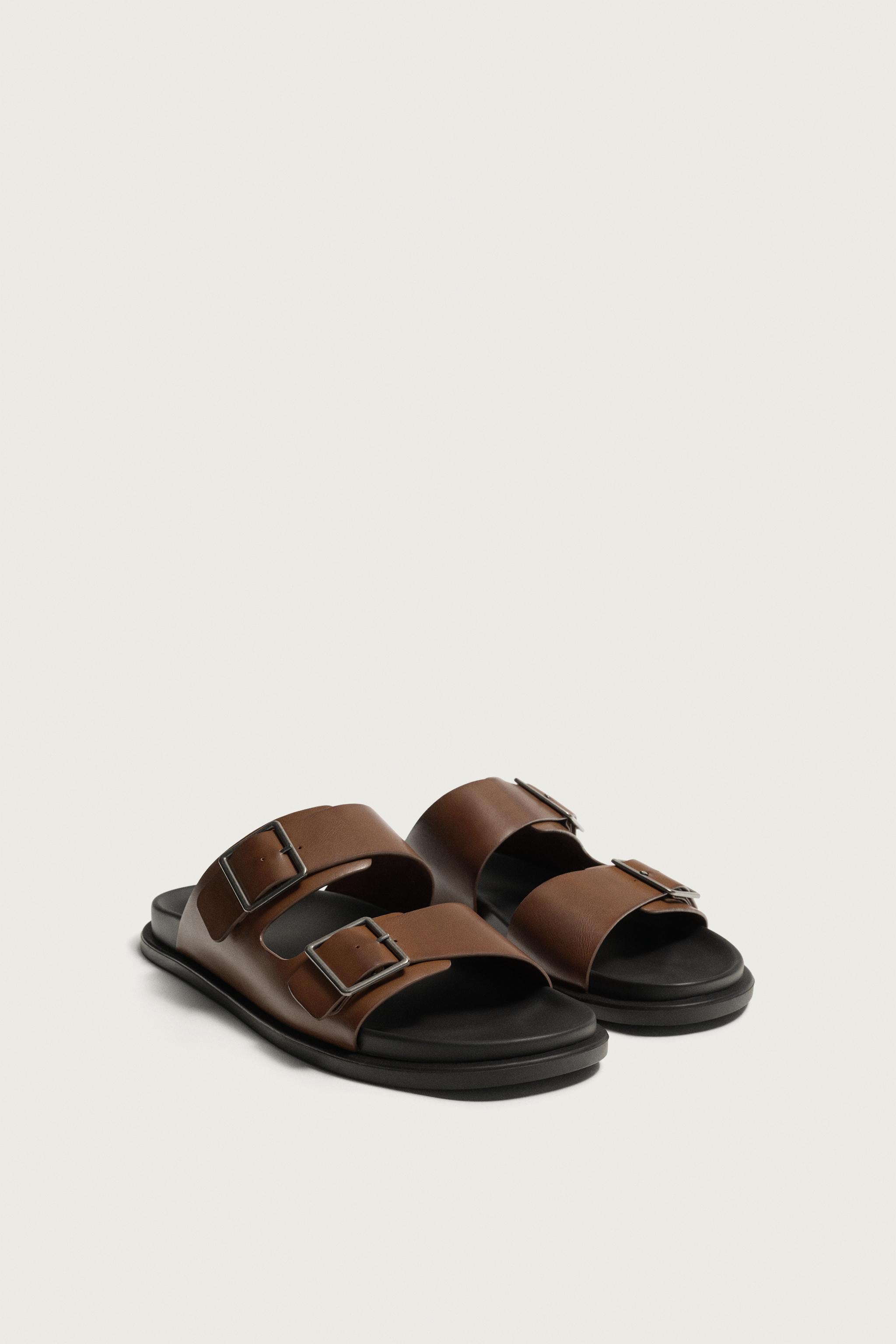 DOUBLE STRAP SANDALS — Brown