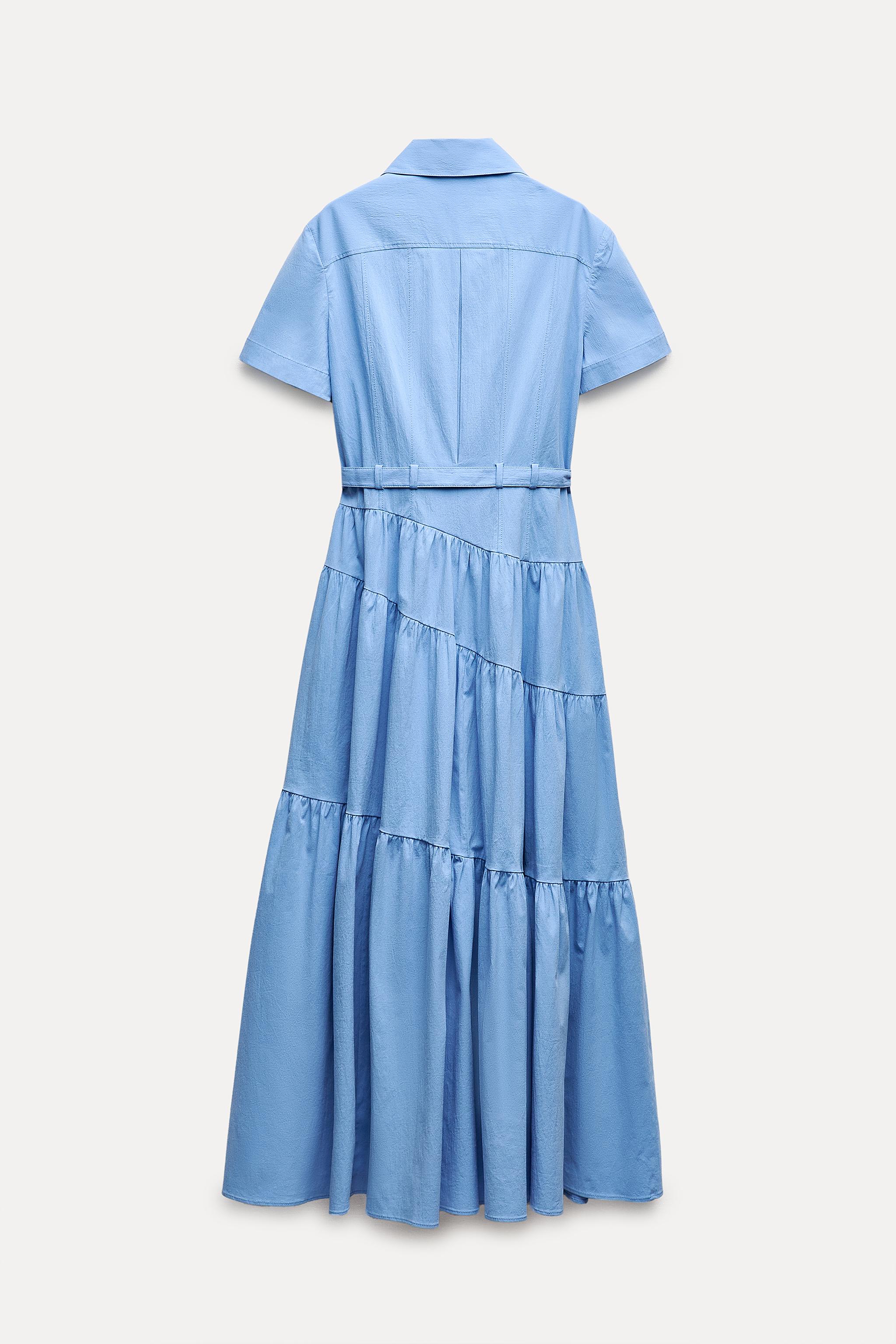 Lastinch Rayon Blue Printed Shirt Dress