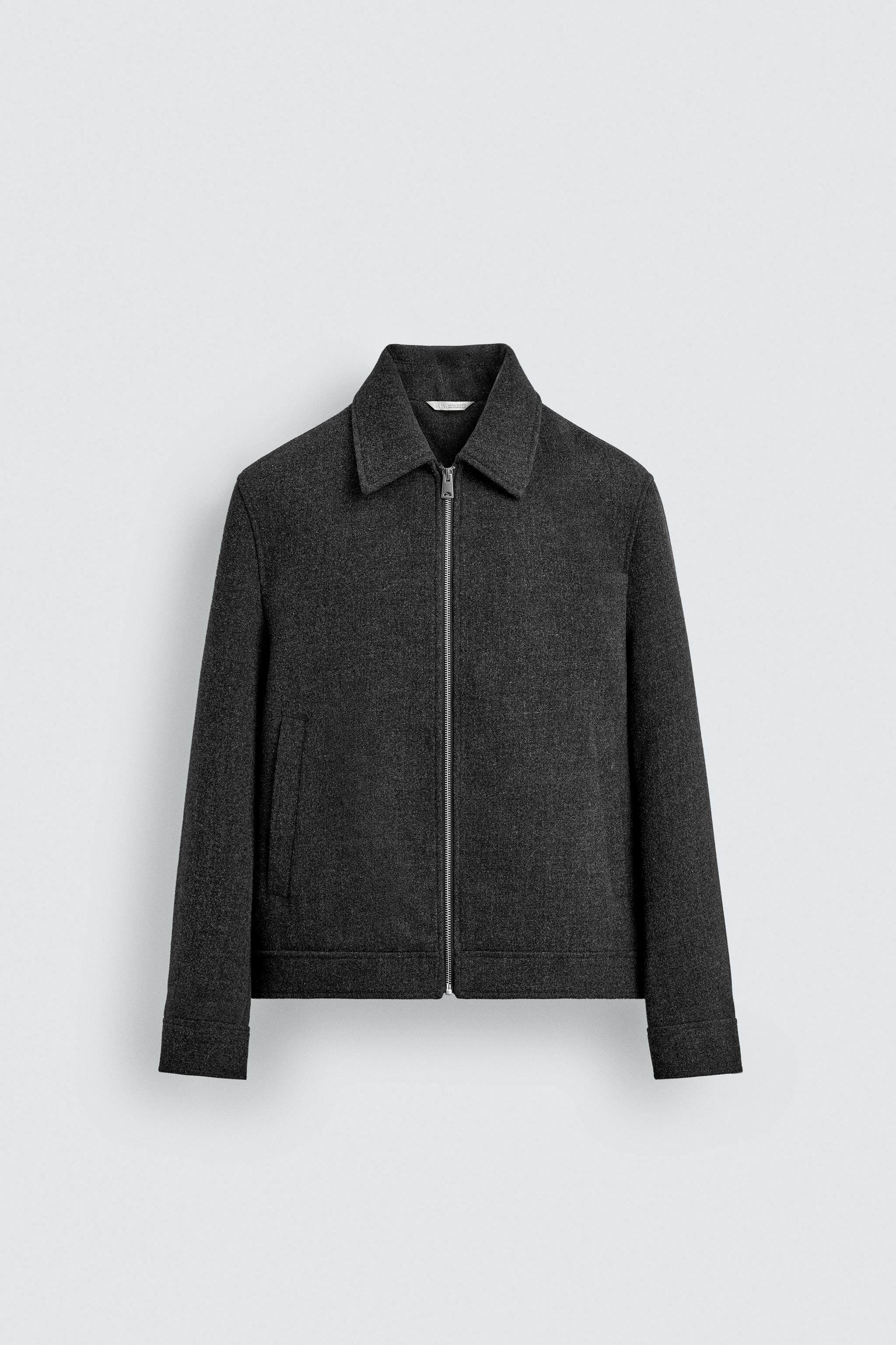 ZIP-UP WOOL EFFECT JACKET - Navy blue | ZARA United States