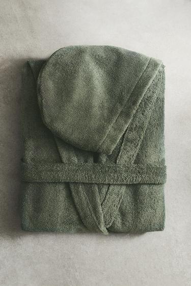 (360 GXM²) PEIGNOIR À CAPUCHE - Kaki de Zara - Image 5