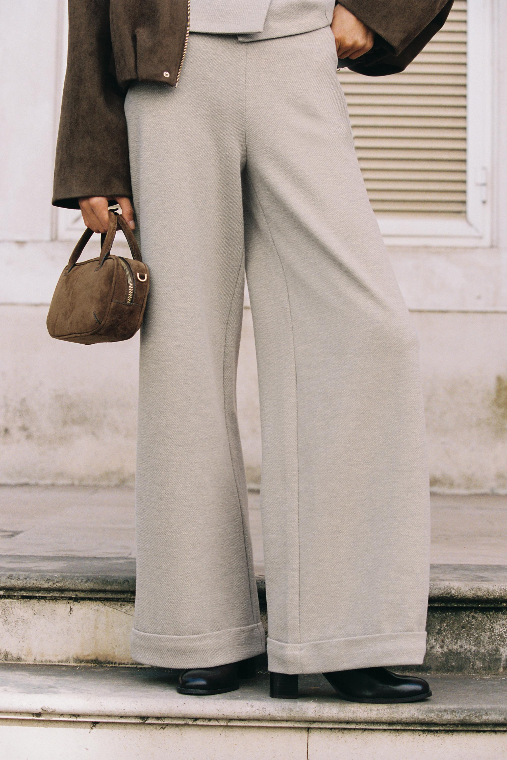 TWILL WIDE LEG PANTS