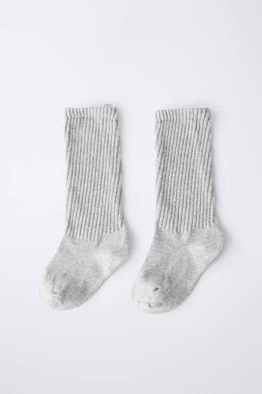 CALCETÍN MEDIO CANALÉ ETIQUETA - Gris de Zara