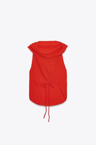 TOP TEXTURÉ MULTIPOSITION - Rouge soutenu de Zara - Image 4