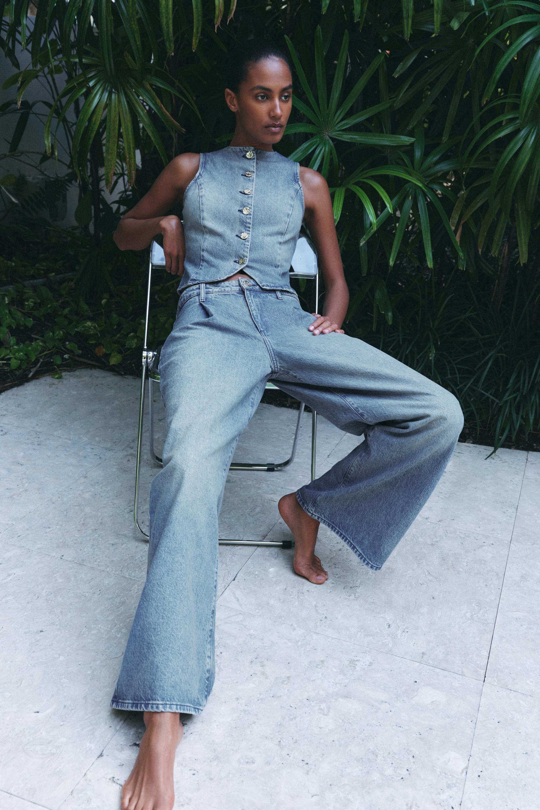 HIGH RISE Z1975 DARTED WIDE LEG JEANS - Mid-blue | ZARA