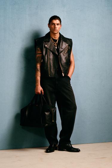 윌리 차바리아 X 자라 레더 바이커 베스트 - Zara의 블랙 - 이미지 0