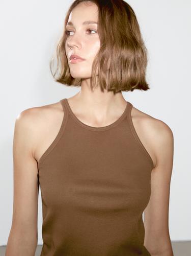 Zara 100% cotton halter top - Mink marl