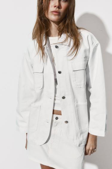 DENIM JACKET WITH POCKETS - White by Zara