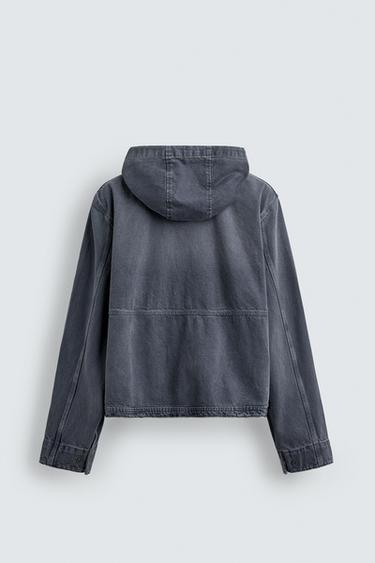 BLOUSON À CAPUCHE LAVÉ - Bleu délavé de Zara - Image 8