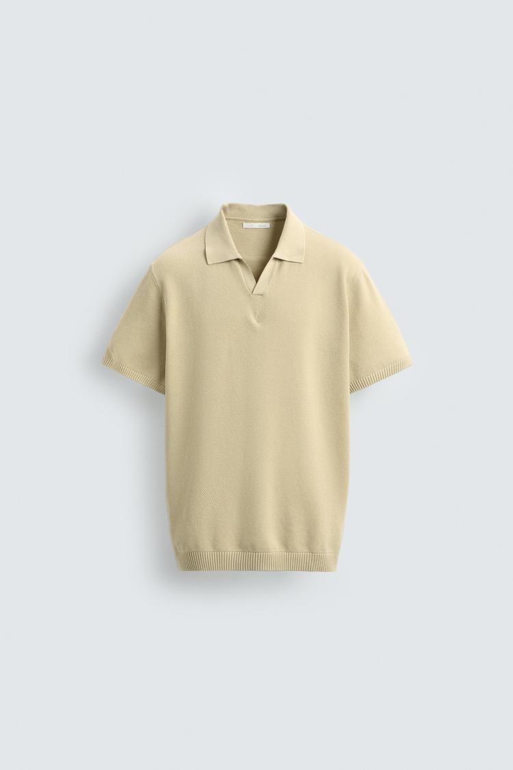 ZARA TEXTURED KNIT POLO SHIRT